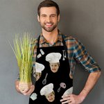 Chapeau de chef personnalisé 1-3 Photos Avatar Tablier avec sangle réglable Cadeau de pendaison de crémaillère pour la famille Amoureux de la cuisine