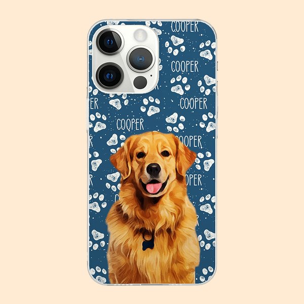 Personalized Multicolour Cute Paw Print Dog Cat Photo Phone Case for iPhone with Name Birthday Christmas Gift for Pet Lovers