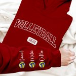 Personalized Multicolor Volleyball Mom Dad Crewneck Sweatshirt Hoodie with 1 - 6 Kid Names Birthday Sports Event Cheer Accessories Gift for Family