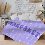 Personalized Daisy Bubble Title Soft Throw Blanket with Repeating Names Multicolour Home Decor Birthday Christmas Gift for Girls Women