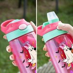 Personalized Cute Ghost Pumpkin Bat Design 16oz Kid Name Water Bottle with Silicone Straw and Handle Halloween Gift for Kids Boys Girls