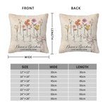 Personalized Family Watercolour Birth Flower Painting Cushion Throw Pillow Cover with 1-8 Names Mother's Day Birthday Gift for Grandma Mother