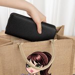 Personalizzato Cartoon Sport Girl Grande borsa in iuta con nome Palestra Allenamento Regalo di compleanno per gli amanti dello sport