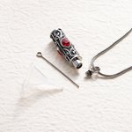Personalized Vintage Carved Pattern Cylinder Ashes Urn Pendant Necklace with Gemstone Cremation Jewelry Memorial Sympathy Gift for Women