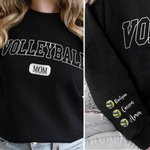 Personalized Multicolor Volleyball Mom Dad Crewneck Sweatshirt Hoodie with 1 - 6 Kid Names Birthday Sports Event Cheer Accessories Gift for Family