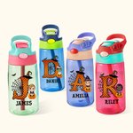 Personlig söt tecknad karaktär pumpa design 16oz vattenflaska med initialer och namn Halloween fest favoritgåva för barn