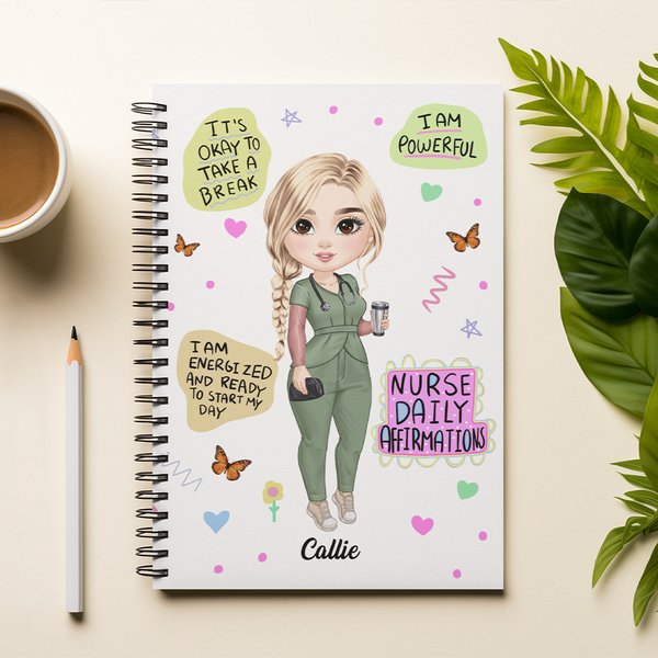 Personalisierte Cartoon-Charakter tägliche Affirmationen 120 Seiten A5 liniert Spiral Notebook mit Namen Wertschätzung inspirierendes Geschenk für Kra
