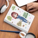 Gepersonaliseerd Cartoon Karakter Dagelijks Affirmaties 120 Pagina's A5 gelinieerd spiraal notitieboek met naam Waardering Inspirerend Geschenk voor V