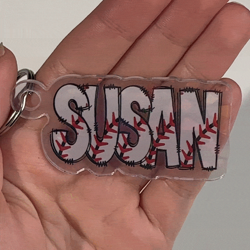 Personalized Crayon Flower Doodle Letters Acrylic Keychain with Name and Card Birthday Back to School Christmas Gift for Kids Teacher