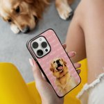 Personalized Oil Painting Dog Cat Photo Multicolour Slim Phone Case for iPhone with Repeating Names Birthday Christmas Gift for Pet Lovers