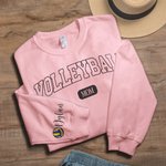 Personalized Multicolor Volleyball Mom Dad Crewneck Sweatshirt Hoodie with 1 - 6 Kid Names Birthday Sports Event Cheer Accessories Gift for Family