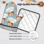 Cappello da cuoco personalizzato con foto del viso del bambino Set di guanti da forno e presine da cucina resistenti al calore Regalo di compleanno pe