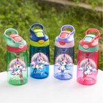 Bouteille d'Eau 475 ml Personnalisée pour Enfant avec Paille Design Château Licorne Cadeau d'Anniversaire de Noël et de Rentrée Scolaire pour Fille