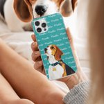 Personalized Oil Painting Dog Cat Photo Multicolour Slim Phone Case for iPhone with Repeating Names Birthday Christmas Gift for Pet Lovers