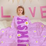 Personalized Daisy Bubble Title Soft Throw Blanket with Repeating Names Multicolour Home Decor Birthday Christmas Gift for Girls Women