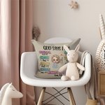 Personalized Cute Cartoon Character God Says I Am Soft Throw Pillow Cover with Name and Birth Flower Home Decor Baptism Christmas Gift for Girls Boys