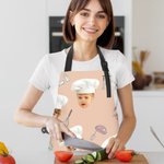 Chapeau de chef personnalisé 1-3 Photos Avatar Tablier avec sangle réglable Cadeau de pendaison de crémaillère pour la famille Amoureux de la cuisine