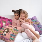 Personalized Cute Cartoon Character God Says I Am Soft Throw Pillow Cover with Name and Birth Flower Home Decor Baptism Christmas Gift for Girls Boys