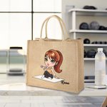 Personalizzato Cartoon Sport Girl Grande borsa in iuta con nome Palestra Allenamento Regalo di compleanno per gli amanti dello sport