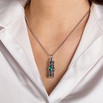 Personalized Vintage Carved Pattern Cylinder Ashes Urn Pendant Necklace with Gemstone Cremation Jewelry Memorial Sympathy Gift for Women