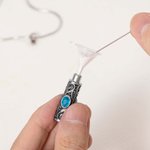 Personalized Vintage Carved Pattern Cylinder Ashes Urn Pendant Necklace with Gemstone Cremation Jewelry Memorial Sympathy Gift for Women