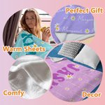 Personalized Daisy Bubble Title Soft Throw Blanket with Repeating Names Multicolour Home Decor Birthday Christmas Gift for Girls Women