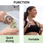 Asciugamano in cialda personalizzato multicolore con nome e clip da appendere, regalo di compleanno portatile per gli amanti dello sport.