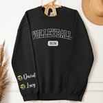Personalized Multicolor Volleyball Mom Dad Crewneck Sweatshirt Hoodie with 1 - 6 Kid Names Birthday Sports Event Cheer Accessories Gift for Family