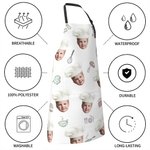 Chapeau de chef personnalisé 1-3 Photos Avatar Tablier avec sangle réglable Cadeau de pendaison de crémaillère pour la famille Amoureux de la cuisine