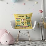 Personalized Cute Cartoon Character God Says I Am Soft Throw Pillow Cover with Name and Birth Flower Home Decor Baptism Christmas Gift for Girls Boys