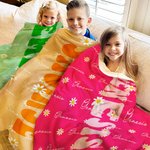 Personalized Daisy Bubble Title Soft Throw Blanket with Repeating Names Multicolour Home Decor Birthday Christmas Gift for Girls Women