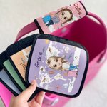 Personalized Set of 2 World Map Cartoon Character Luggage Handle Wraps with Name Birthday Christmas Travel Accessories Gift for Boys Girls