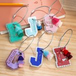 Personalised Double Layer Glitter Acrylic Bag Water Bottle Initial Name Tag Keychain with Colorful Tassel Birthday Christmas Gift for Women Girls