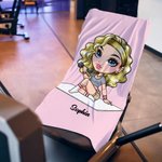 Personalised Multicolour Cartoon Sport Girl Oversized Quick Dry Bath Towel with Name Birthday Gym Workout Essential Gift for Women