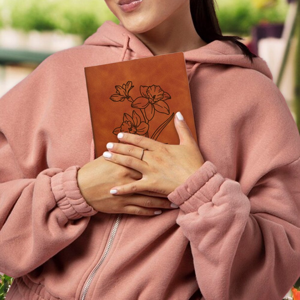 Quaderno in pelle PU personalizzato con fiori di nascita 200 pagine