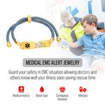 Braccialetto identificativo di emergenza medica con cordino colorato regolabile e personalizzato, con stella della vita incisa e testo regalo per bamb