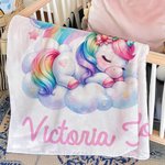 Personalized Fantasy Unicorn Rainbow Baby Monthly Milestone Soft Throw Blanket with Name Birthday Nursery Decor Baby Shower Gift for Newborn