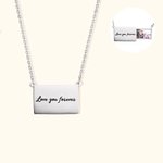 Personalisierte Pull-out Quadrat Foto Medaillon Halskette mit eingraviertem Text Geburtstag Jahrestag Geschenk für sie