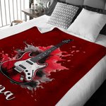Couverture Personnalisée avec Nom et Guitare Électrique à Encre Jaillie Salle de Musique Cadeau Fête de Musique pour Guitariste