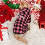 Personalized Classic Plaid Soft Warm Puppy Dog Hoodie Clothes with Name Birthday Christmas Gift for Pet Lover