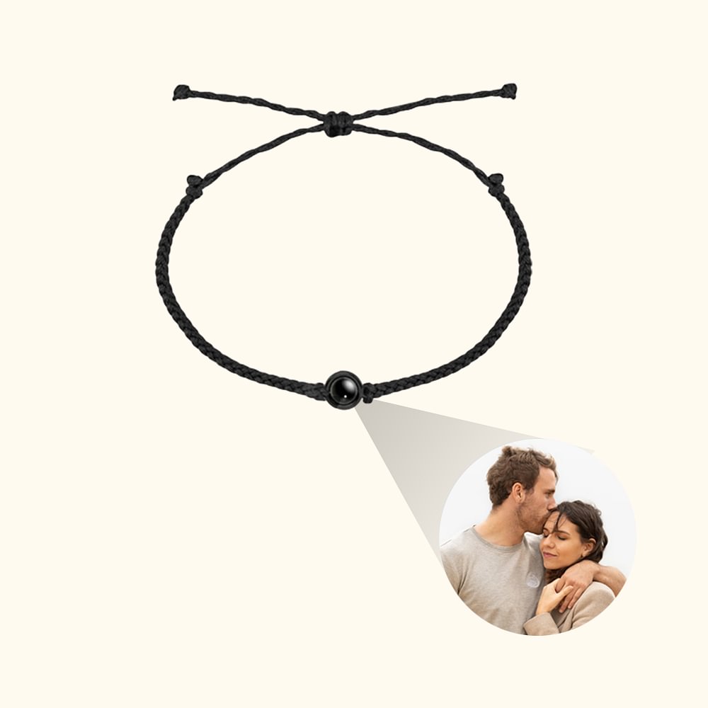 Bracelet Minimaliste Réglable Personnalisé avec Photo de Projection Cadeau Anniversaire Souvenir pour Femme Homme