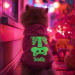Personalizado brillando esqueleto huesos caliente suave perro gato sudadera con capucha con el nombre de todas las razas lindo partido del animal domé