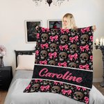 Personalisierte Gothic 3D Skulls Pink Coquette Bow Soft Throw Blanket mit Namen Home Decor Geburtstag Halloween Geschenk für Gothic-Enthusiasten
