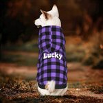 Personalized Classic Plaid Soft Warm Puppy Dog Hoodie Clothes with Name Birthday Christmas Gift for Pet Lover