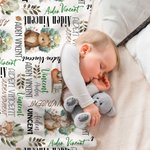 Personalized Cute Animal Bear Squirrel Fox Soft Throw Blanket with Name Baby Shower Christmas Gift for Boys Girls