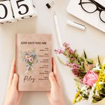 Cahier 200 Pages Personnalisé avec Nom et Fleur de Naissance Verset Biblique Carnet à Couverture en Cuir pour Femme Chrétienne Cadeau Anniversaire