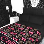 Personalisierte Gothic 3D Skulls Pink Coquette Bow Soft Throw Blanket mit Namen Home Decor Geburtstag Halloween Geschenk für Gothic-Enthusiasten