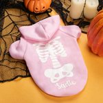 Personalizado brillando esqueleto huesos caliente suave perro gato sudadera con capucha con el nombre de todas las razas lindo partido del animal domé