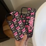 Personalized Gothic 3D Skulls Pink Coquette Bow TPU Phone Case for iPhone with Name Birthday Halloween Gift for Gothic Enthusiast