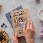 Cuaderno de viaje personalizado de cuero PU con 200 páginas personaje de dibujos animados nombre y texto regalo de cumpleaños para amigos y viajeros